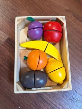 Melissa & Doug Wooden Fruit Toy Set - Red, Purple, Yellow, Orange, Brown